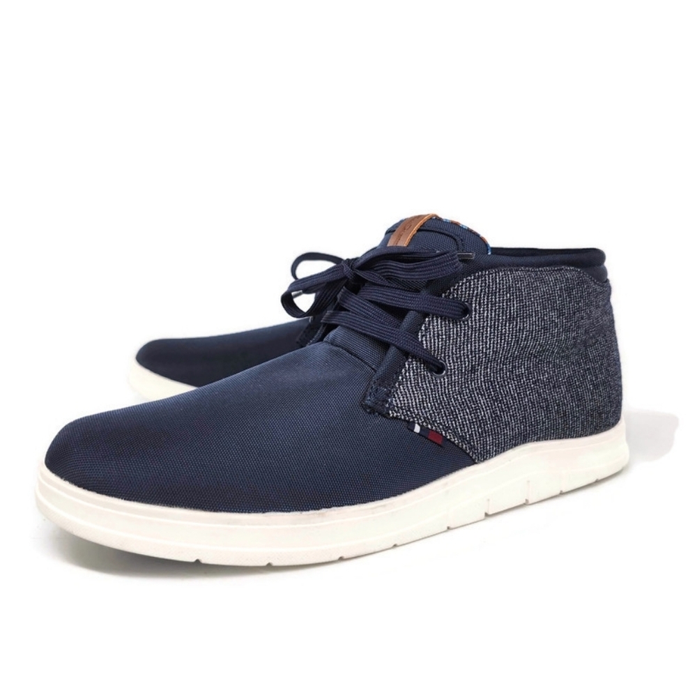 Ben Sherman Kyle Navy Blue & White Canvas Lace-Up Sneaker Chukka Boots